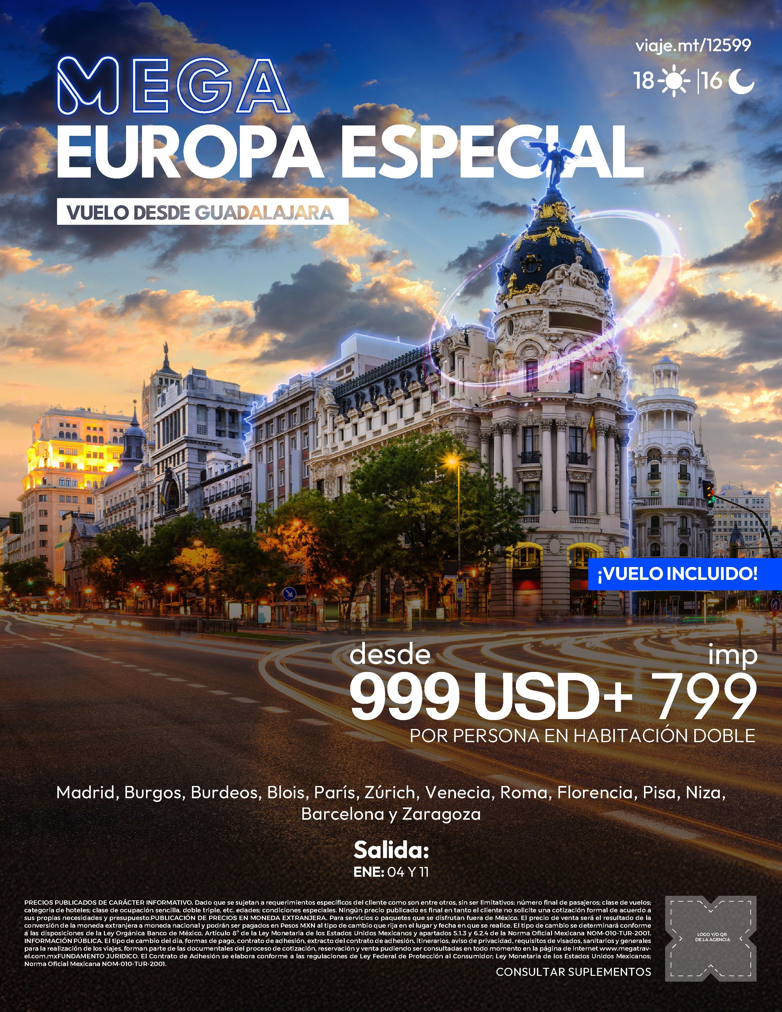 MADRID, PARAIS, ZURICH, ROMA, FLORENCIA
